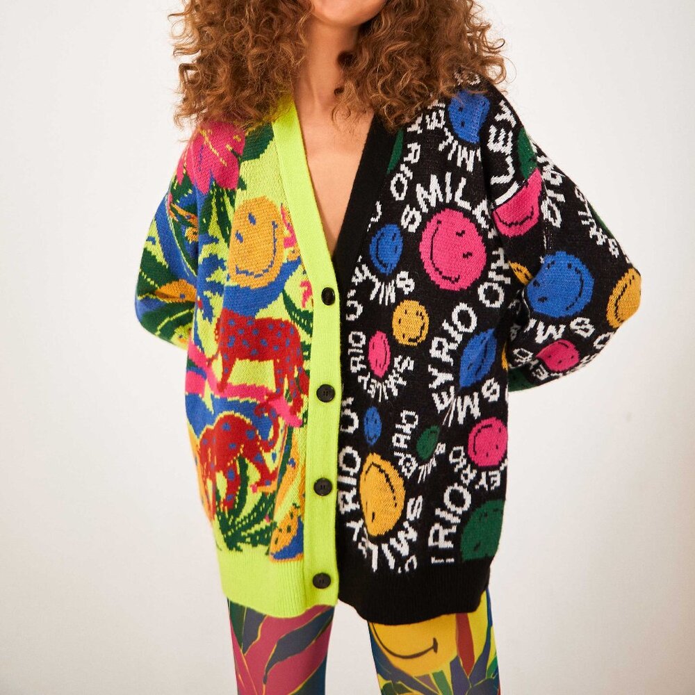 Mixed Prints Smiley® Cardigan